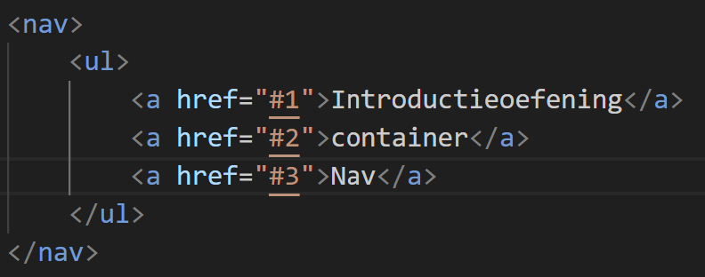 Screenshot van de Nav in HTML.